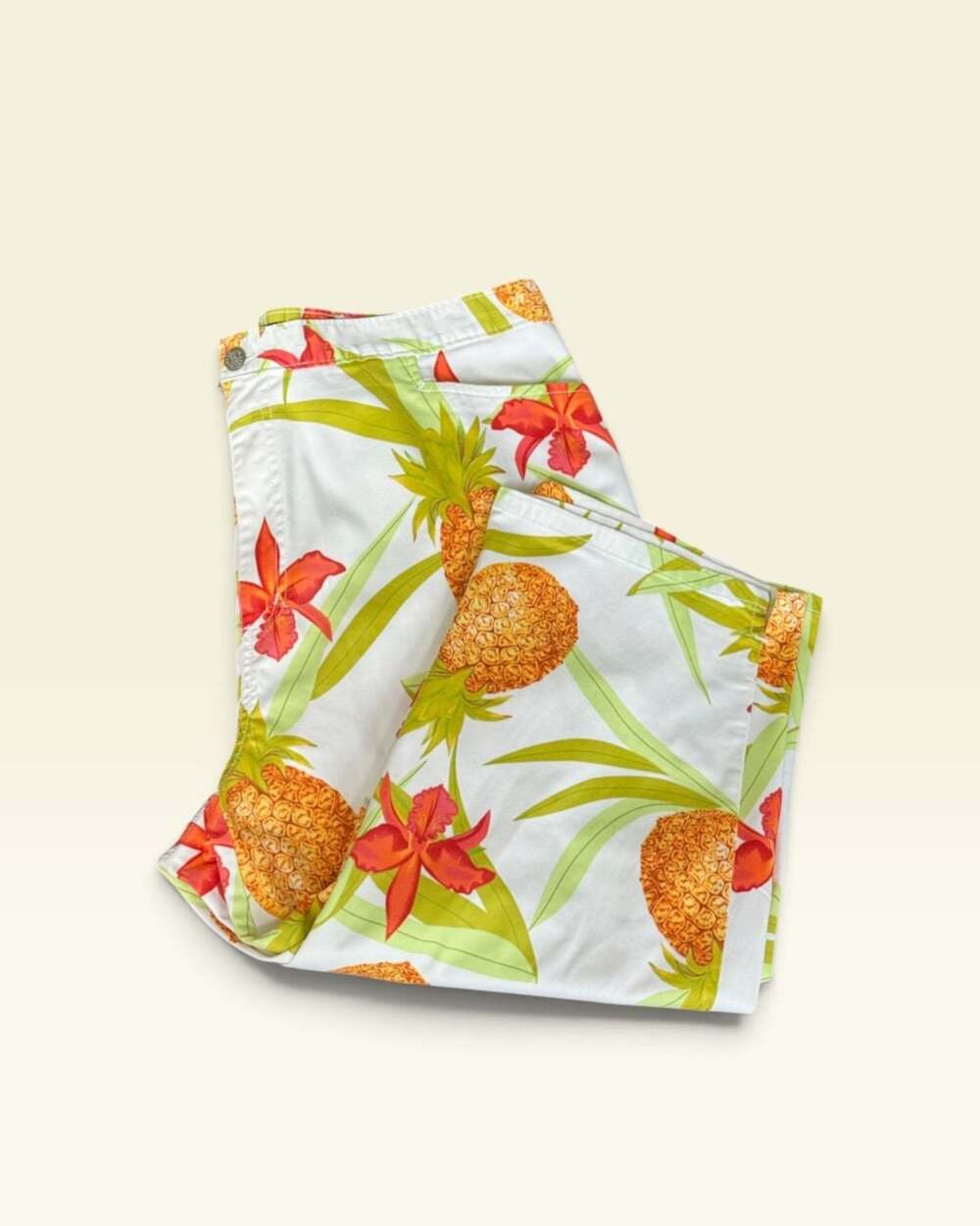 Bill Blass Jeans Women’s 18W Tropical Pineapple Floral Capri Pants Stretch